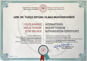 Republic of Türkiye Ministry of Health International Health Tourism Authorization Certificate — Uzm. Dr. Tuğçe Ertürk Yılmaz Muayenehanesi